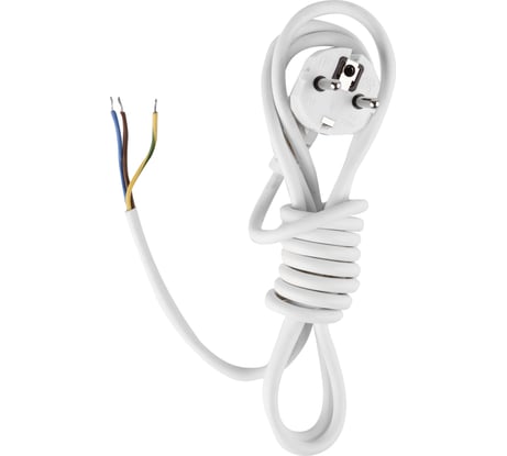 Шнур сетевой СПб УПП-5 с вилкой ПВС 3x1,5-81 белый 3,0 м 100037