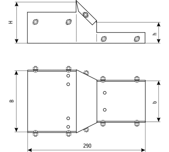 Лоток переходной замковый АО "КЗЭМИ" ЛПЗ 150x65-50x50 УХЛ1, горячее цинкование, S1,5 П0000029325
