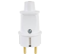 Вилка Пан Электрик без заземления, 16А, 250В, прямой вывод, проводника ABS-пластик, белая 24201 7