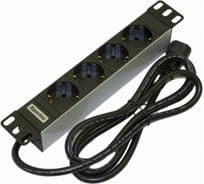 Горизонтальный блок розеток Hyperline SHT10L-4SH-IEC для 10" шкафов, установочный размер 254 мм, 4 розетки, 10 A, IEC 320 C14 46259