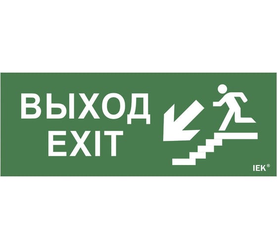 Самоклеящаяся этикетка IEK Выход, лестница вниз, фигура, ДПА, IP20, 54 LPC10-1-24-09-VLVNF 1