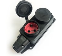 Колодка штепсельная КОСМОС 16А каучук IP44 2 гнезда черный, KKsm-2g-Z-IP(B)16A