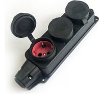 Колодка штепсельная КОСМОС 16А каучук IP44 3 гнезда черный, KKsm-3g-Z-IP(B)16A