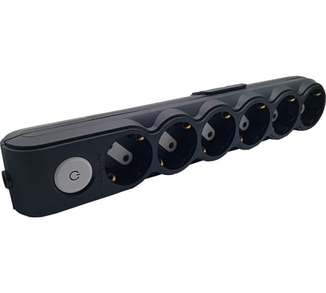 Колодка 6-местная Ovivo с/з с выкл черная 700-080000-126