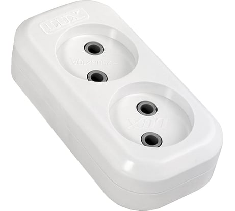 Колодка (розетка удлинителя) LUX У2-0 2-местная, без заземления, 250В 10А 4606400416562