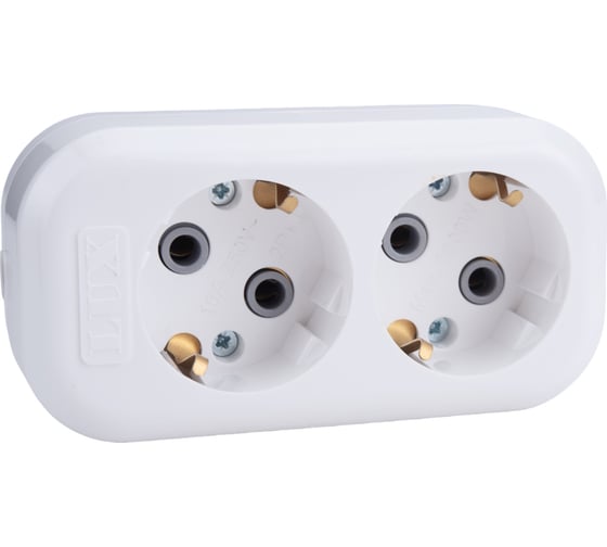 Колодка (розетка удлинителя) LUX У2-Е 2-местная, с заземлением, 250В 16А 4606400416579