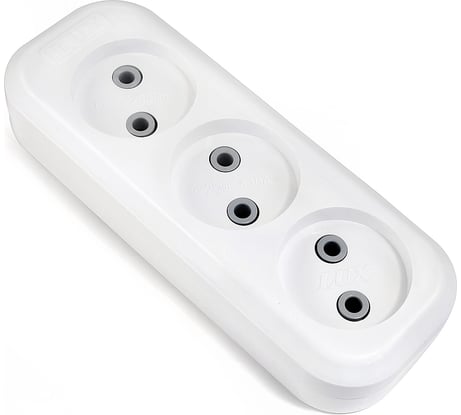 Колодка (розетка удлинителя) LUX У3-0 3-местная, без заземления, 250В 10А 4606400416586