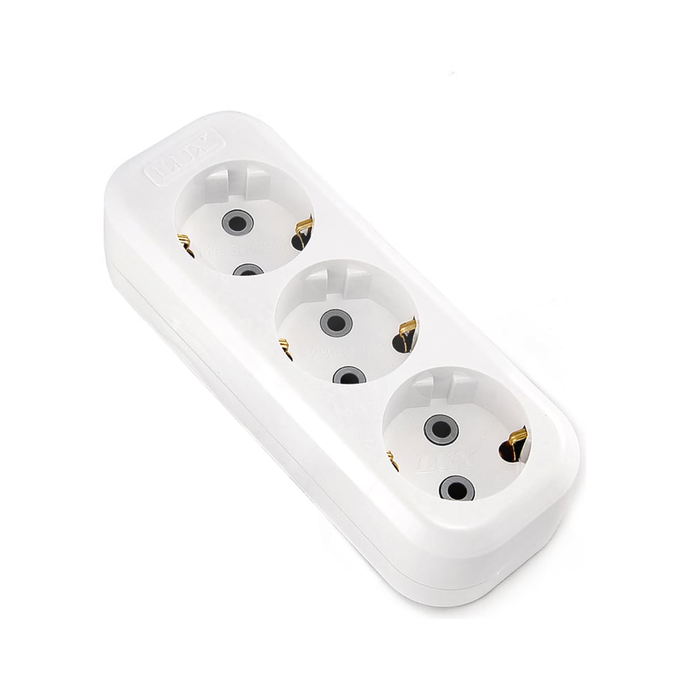 Колодка(розеткаудлинителя)LUXУ3-Е3-местная,сзаземлением,250В16А4606400416593