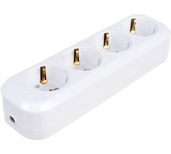 Колодка (розетка удлинителя) LUX У4-Е 4-местная, с заземлением, 250В 16А 4606400416616
