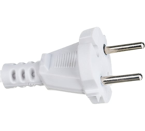 Сетевой шнур LUX V2 ПВС 2x0.75 3м, с вилкой, без заземления, белый 4606400609650