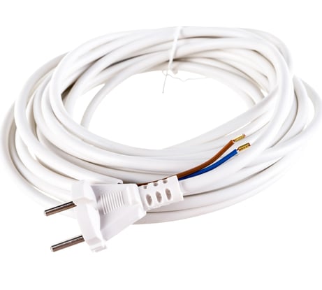 Сетевой шнур LUX V2 ПВС 2x0.75 7м, с вилкой, без заземления, белый 4606400609674