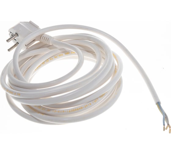 Сетевой шнур LUX V3 ПВС 3x0.75 5м, с вилкой, с заземлением, белый 4606400609698
