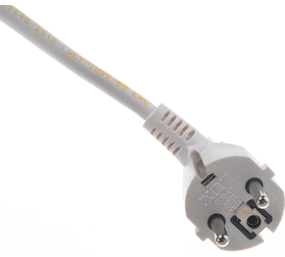 Сетевой шнур LUX V3 ПВС 3x0.75 7м, с вилкой, с заземлением, белый 4606400609704