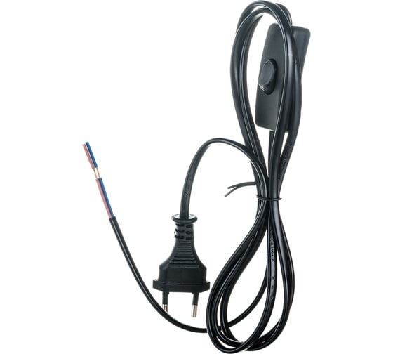 Сетевой шнур с вилкой и выключателем Uniel UCX-C10/02A-170, BLACK, 2А, 500Вт, 1,7м UL-00004429 1