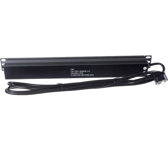 Блок розеток 19 8 шт. C19 с фиксатором вилки, 16A 250V, шнур питания 3,0 м TWT-PDU-16A8C9L-3.0