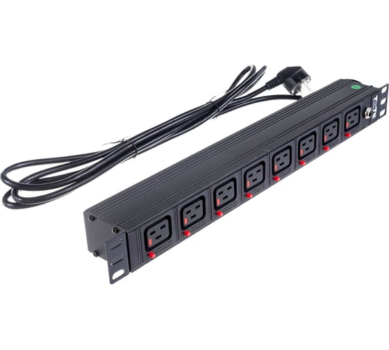 Блок розеток 19 8 шт. C19 с фиксатором вилки, 16A 250V, шнур питания 3,0 м TWT-PDU-16A8C9L-3.0