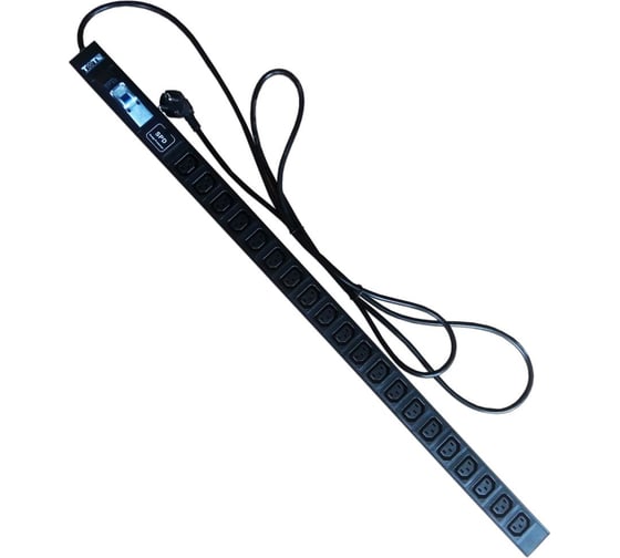Вертикальный блок розеток, 20xC13, 250V, 16A, шнур 3 метра, вилка Schuko TWT-PDV-20C3-GP