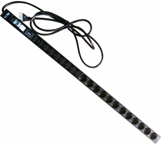 Вертикальный блок розеток, 12xSchuko + 8xC13, 250V, 16A, шнур 3 метра, вилка Schuko TWT-PDV-12GS-8C3-GP