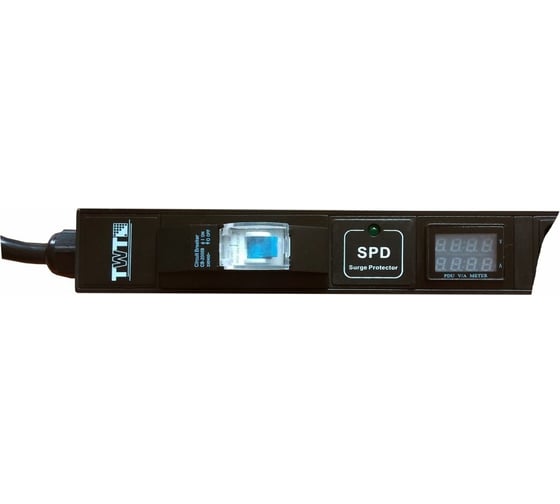 Вертикальный блок розеток 20xC19, 250V, 32A, A/V-метр, шнур 3 метра, вилка IEC309 TWT-PDVI-20C9-I9