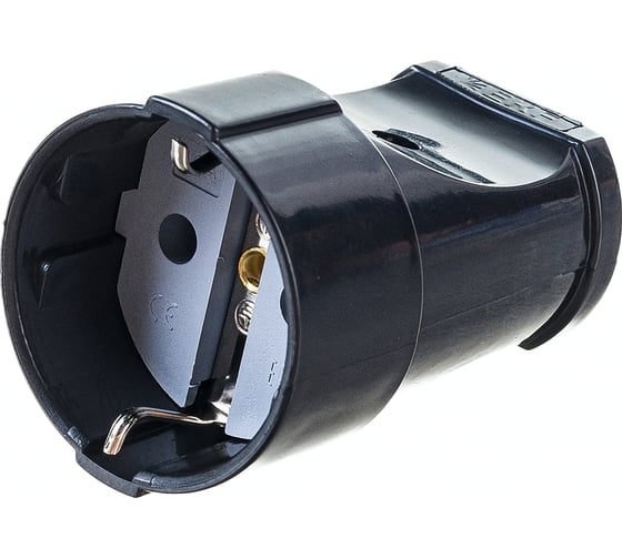 Штепсельное гнездо с заземлением EKF, черное 16А 250В ASG16-30