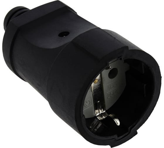 Штепсельное гнездо без заземления EKF, черное ПВХ 10A 250B ASGO10-30