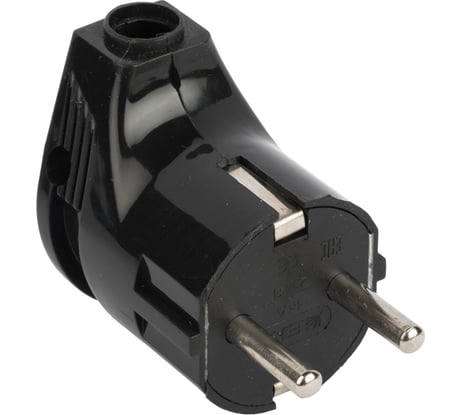 Угловая вилка с заземлением EKF, черная 16А 250В AVY16-30