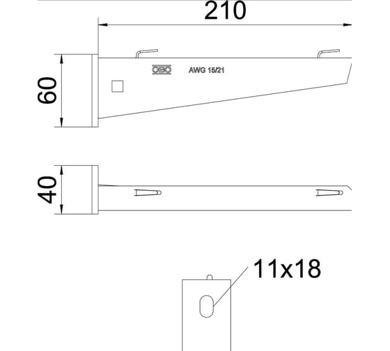 Кронштейн для проволочных лотков OBO Bettermann 210 мм 6420608