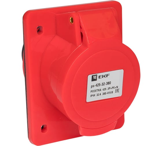 Кабельная розетка EKF 32А 3Р+N+Е IP44 скрытая 380В 425 ЭКФ ps-425-32-380