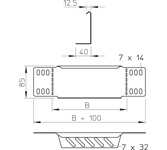 Переходник/концевик для листовых лотков OBO Bettermann RWEB 830 DD, B=300 мм, h=85 мм, сталь, горячий цинк 7107366