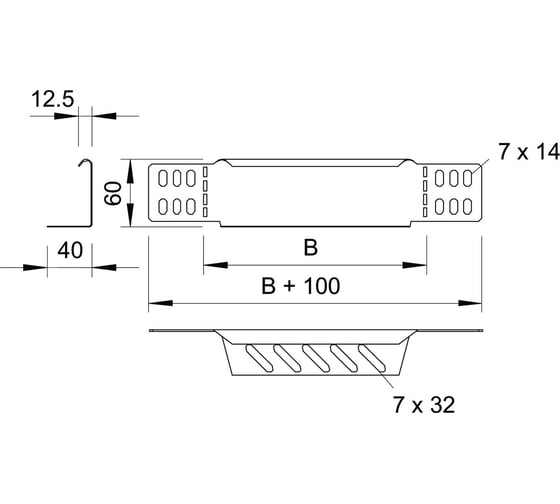 Переходник/концевик для листовых лотков OBO Bettermann RWEB 620 DD, B=200 мм, h=60 мм, сталь, горячий цинк 7106114