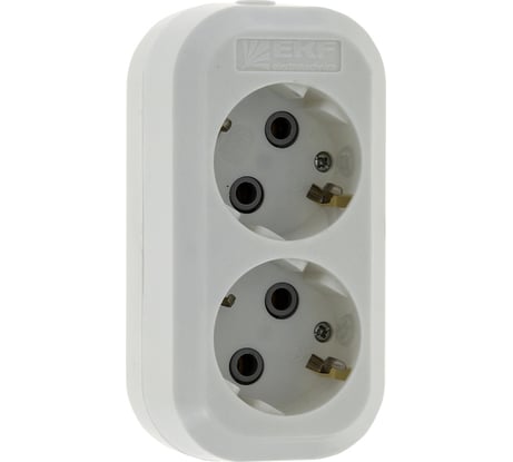 Колодка на 2 гнезда EKF Эксперт, c заземлением, 16А AKB16-2