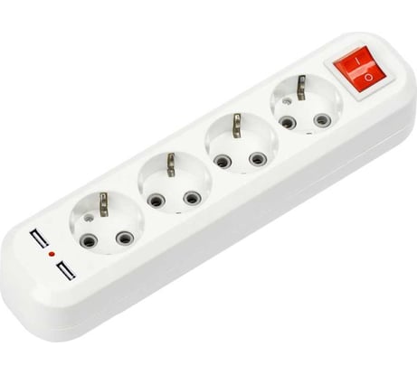 Четырехместная с выключателем и заземлением IN HOME Колодка УЗВ-4USB-GRAND 2хUSB 5340 4690612043081