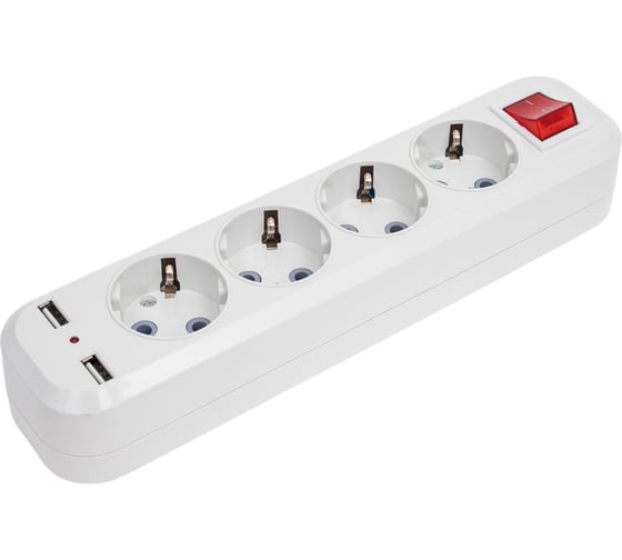 Четырехместная с выключателем и заземлением IN HOME Колодка УЗВ-4USB-GRAND 2хUSB 5340 4690612043081