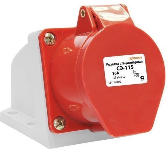 Розетка Texenergo 115 стац. ОУ 3Р+PE+N 16А 380В IP44 SE115-016Q