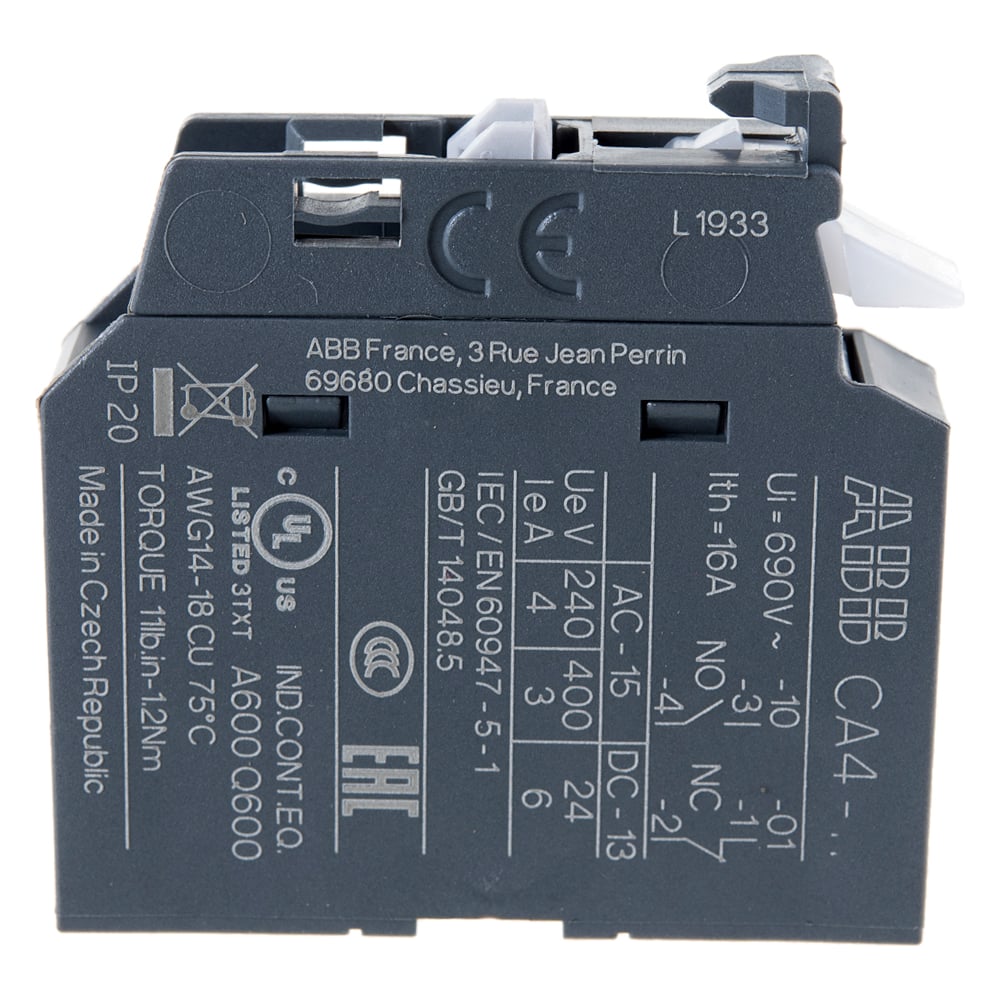 Фронтальный контакт ABB CA4-01 1НЗ, для контакторов AF09-AF38 и NF ...