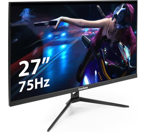 Монитор безрамочный ExeGate с аудио 27" ProSmart EV2707A VA LED Grade A+, FHD, 1920x1080 75Гц, 16:9, 280cd/m2, 3000:1, 178/178, 5ms, Speakers, D-Sub, HDMI2 294345 1