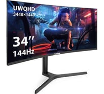 Монитор ExeGate изогнутый игровой 144 Гц 34" Combat EC3407TA VA Curved R1800 LED Grade A+, UltraWide QHD 3440x1440 144Гц, 300cd/m2, 4000:1, 178/178, 1ms, 2 296284