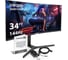 Монитор ExeGate изогнутый игровой 144 Гц 34" Combat EC3407TA VA Curved R1800 LED Grade A+, UltraWide QHD 3440x1440 144Гц, 300cd/m2, 4000:1, 178/178, 1ms, 2 296284 2