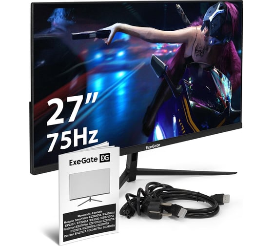 Монитор безрамочный ExeGate с внутренним БП и аудио выходом 27" SmartView EP2707TA IPS LED Grade A+, FHD, 1920x1080 75Гц, 16:9, 250cd/m2, 1000:1, 178/178, 295529