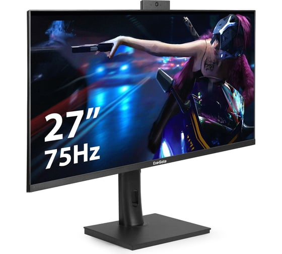 Монитор ExeGate со встроенной веб-камерой и аудио 27" SuperView EV2707TA IPS LED Grade A+, FHD, 1920x1080 75Гц, 16:9, 250cd/m2, 1000:1, 178/178, 5ms, Speak 297249 1