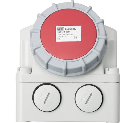 Розетка настенная TDM ELECTRIC с выключателем и блокировкой IP67 16А 3Р+РЕ+N 380В TDM SQ0611-0066