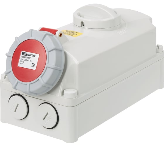 Розетка настенная TDM ELECTRIC с выключателем и блокировкой IP67 32А 3Р+РЕ 380В TDM SQ0611-0067 1