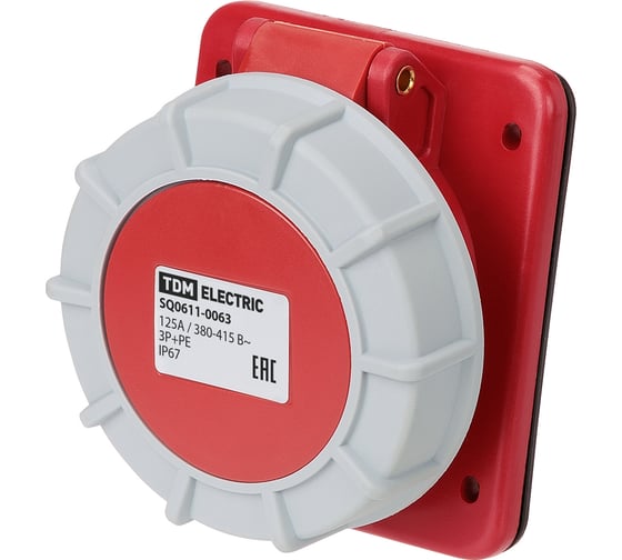 Розетка скрытой установки угловая TDM ELECTRIC IP67 125А 3Р+РЕ 380В TDM SQ0611-0063 1