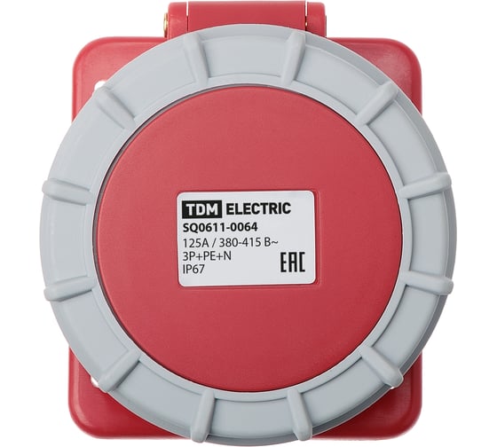 Розетка скрытой установки угловая TDM ELECTRIC IP67 125А 3Р+РЕ+N 380В TDM SQ0611-0064