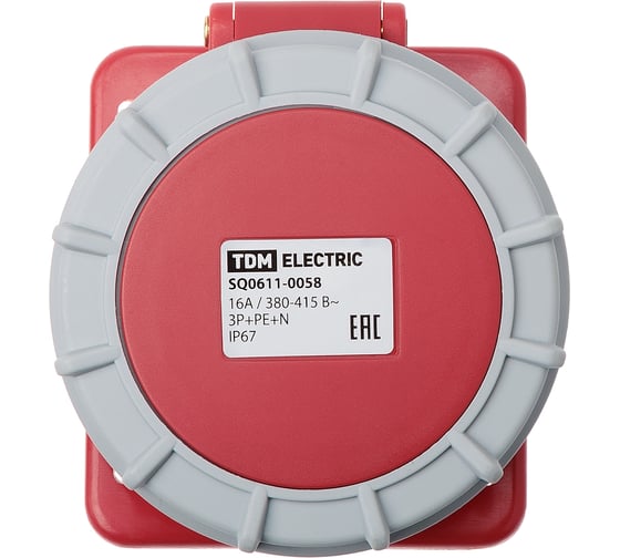 Розетка скрытой установки угловая TDM ELECTRIC IP67 16А 3Р+РЕ+N 380В TDM SQ0611-0058