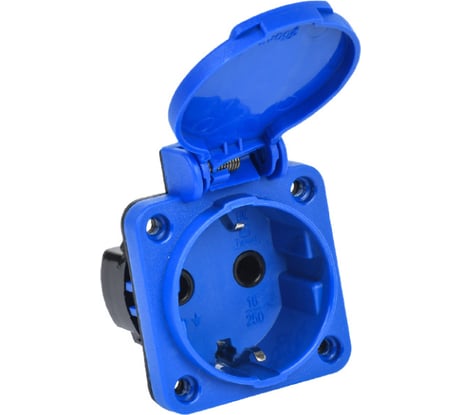 Панельная розетка IEK MAGNUM SCHUKO РП12-3, IP54, синий PSN71-016-3-2-54-K07