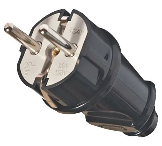 Вилка прямая Systeme Electric MultiSet 16А 250В IP44 с заземлением каучук черный SE MST4001BK