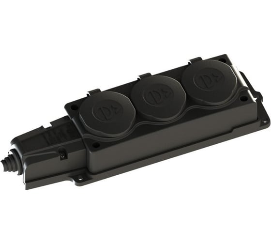 Колодка удлинителя Systeme Electric 3-м MultiSet 16А 250В IP44 с заземл. каучук черн. SE MST4103BK 1