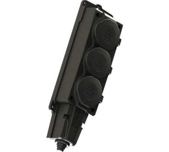 Колодка удлинителя Systeme Electric 3-м MultiSet 16А 250В IP44 с заземл. каучук черн. SE MST4103BK