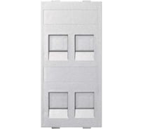 Адаптер Simon на 4хRJ45 коннектора, S-модуль, с защитными шторками, алюминий S76C-8